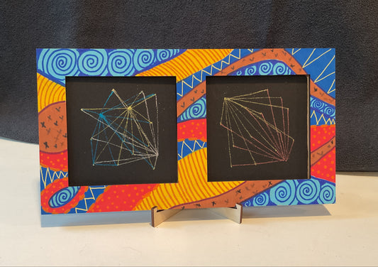 Handmade Zentangle® Square Duo Frame – 9.5" Wood Display for Two 3.5" Tiles