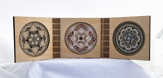 Handmade Zentangle® Zendala Living Hinge Frame – 3 Tile Display