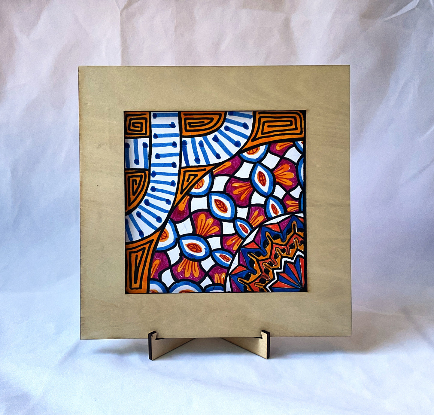 Handmade Zentangle® Apprentice Frame – 1 Tile Display