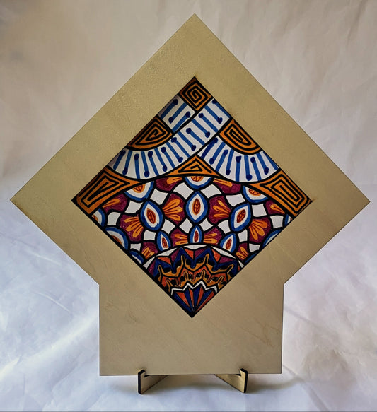 Handmade Zentangle® Apprentice Frame Diagonal – 1 Tile Display