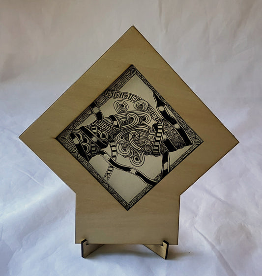 Handmade Zentangle® Square Frame Diagonal – 1 Tile Display