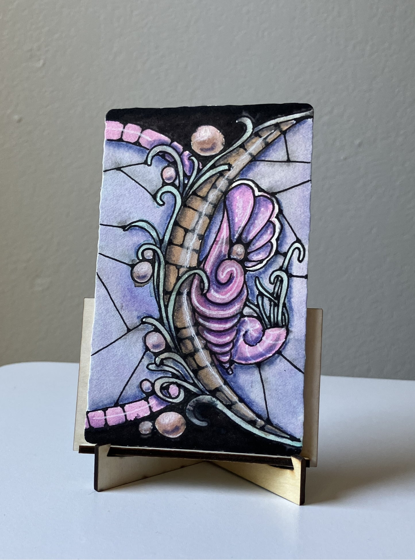 Wood Display Easel | Mini Stand for Zentangle® Tiles, Small Artwork & Photos