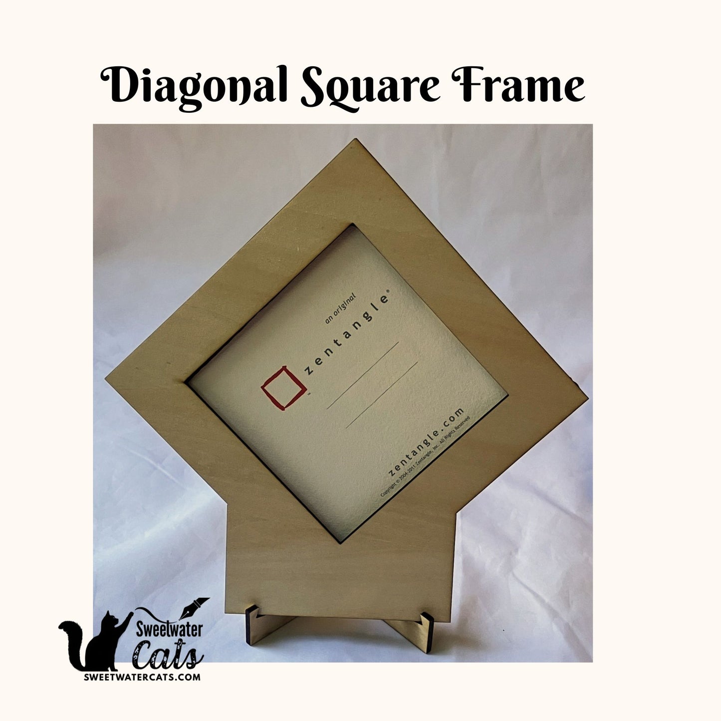 Handmade Zentangle® Square Frame Diagonal – 1 Tile Display