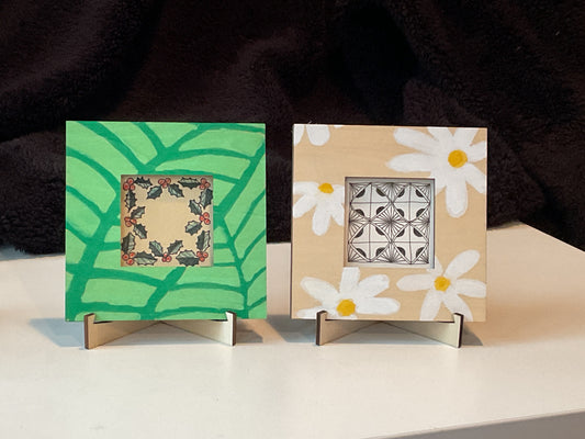 Handmade Zentangle® Bijou Frame – 1 Tile Display