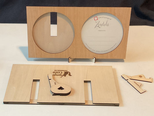 Handmade Zentangle® Zendala Duo Frame – 10⅝" Wood Display for Two 4.5" Round Tiles