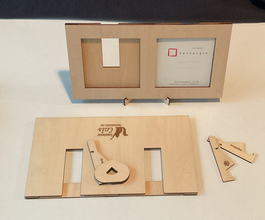 Handmade Zentangle® Square Duo Frame – 9.5" Wood Display for Two 3.5" Tiles