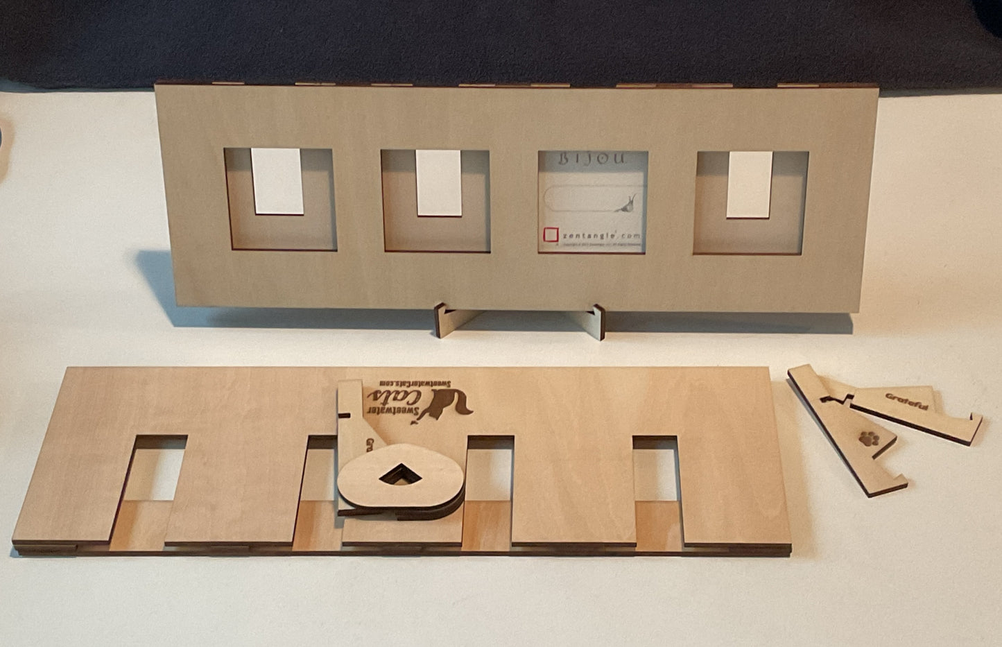 Handmade Zentangle® Bijou Frame – 4-Tile Top-Loading Wood Display for 2" Tiles