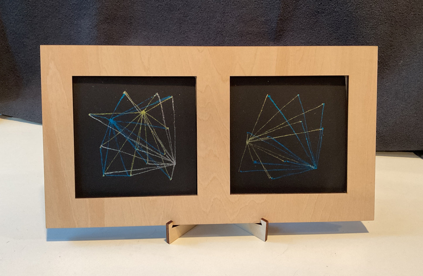 Handmade Zentangle® Square Duo Frame – 9.5" Wood Display for Two 3.5" Tiles