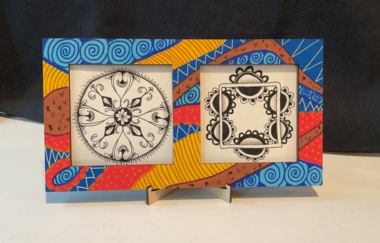 Handmade Zentangle® Square Frame – 2 Tile Display
