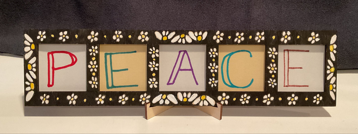 Handmade Zentangle® Bijou Frame – 5-Tile Top-Loading Wood Display for 2" Tiles