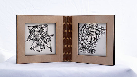 Handmade Zentangle® Square Living Hinge Frame – 2 Tile Display