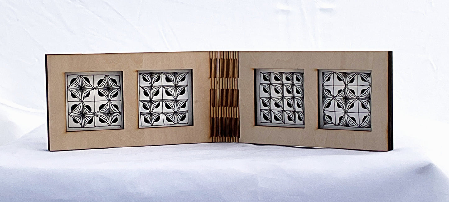 Handmade Zentangle® Bijou Living Hinge Frame – 4 Tile Display