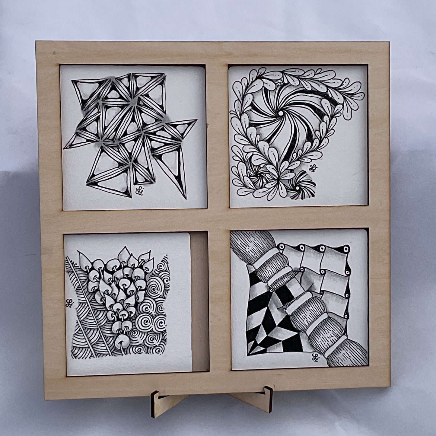 Handmade Zentangle® Square Frame – 4 Tile Square Display