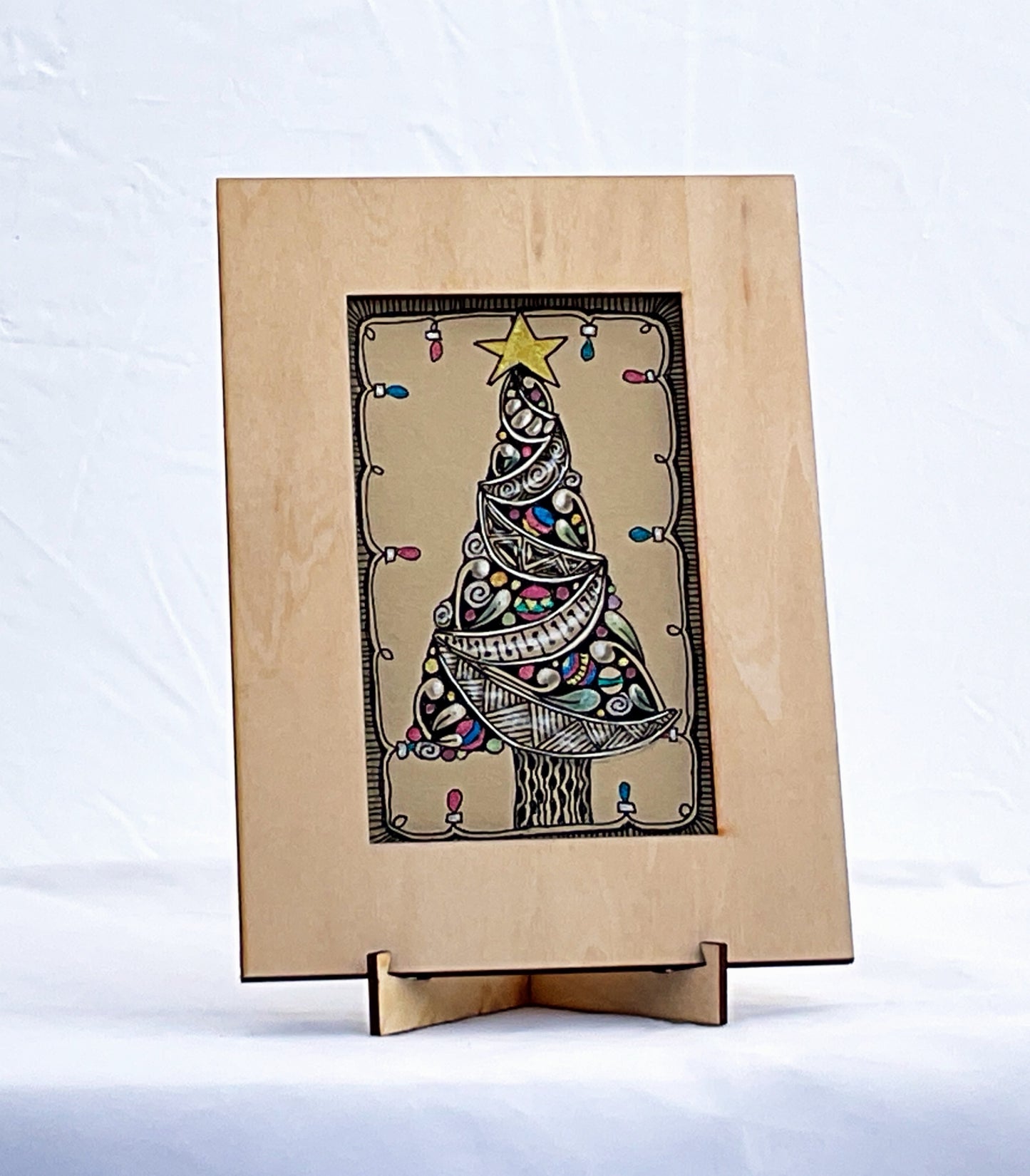 Handmade Zentangle® Phi Frame – 1 Tile Display