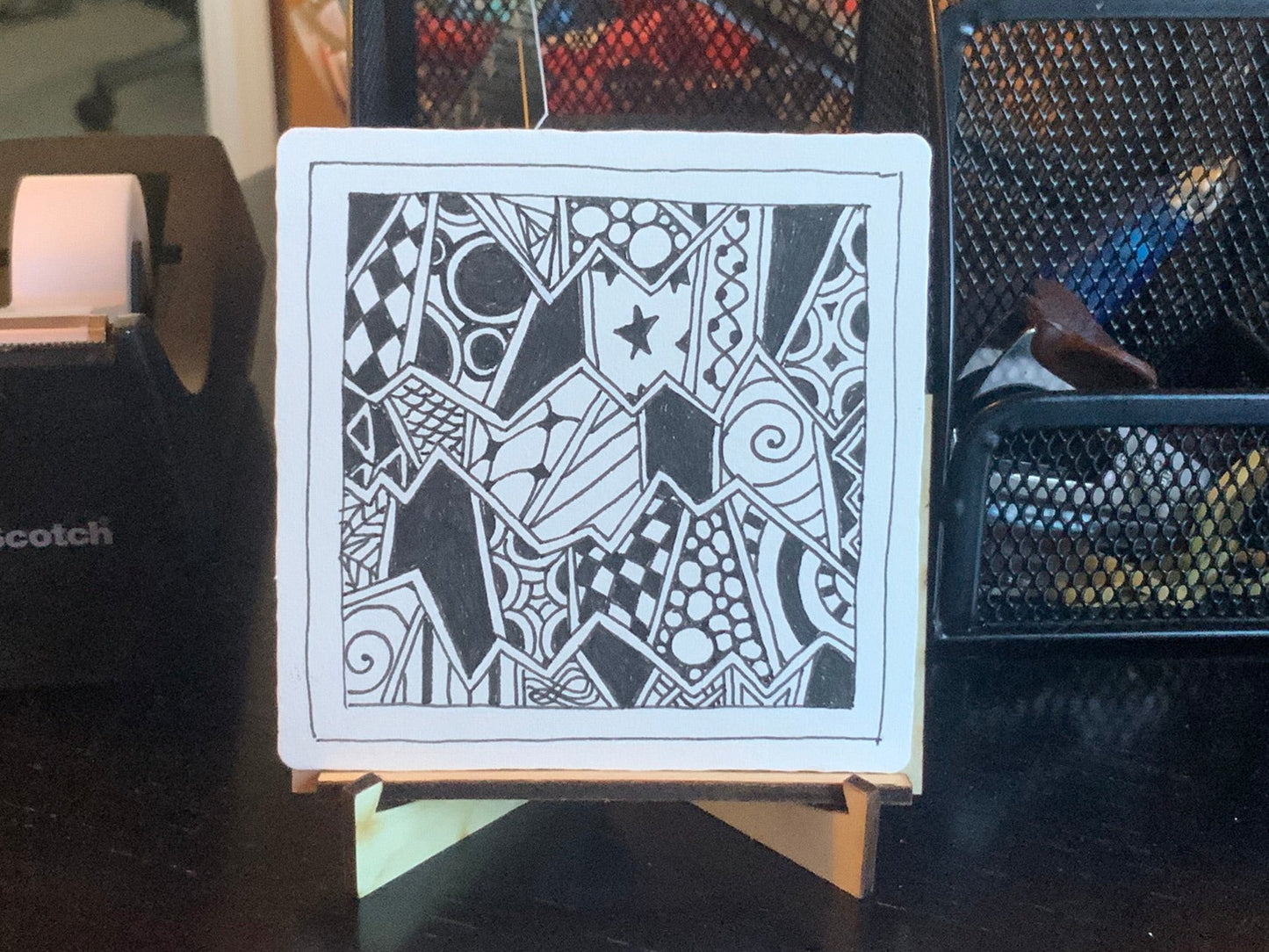 Wood Display Easel | Mini Stand for Zentangle® Tiles, Small Artwork & Photos