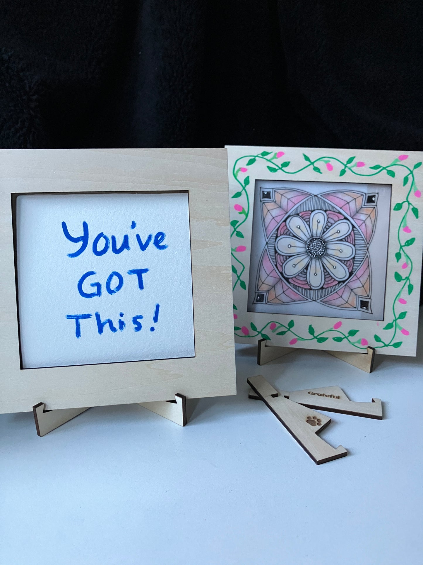 Handmade Zentangle® Square Frame – 5.5" Wood Display for 3.5" Tiles
