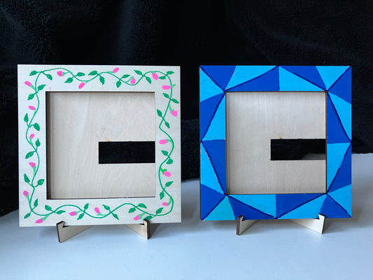 Handmade Zentangle® Square Frame – 5.5" Wood Display for 3.5" Tiles