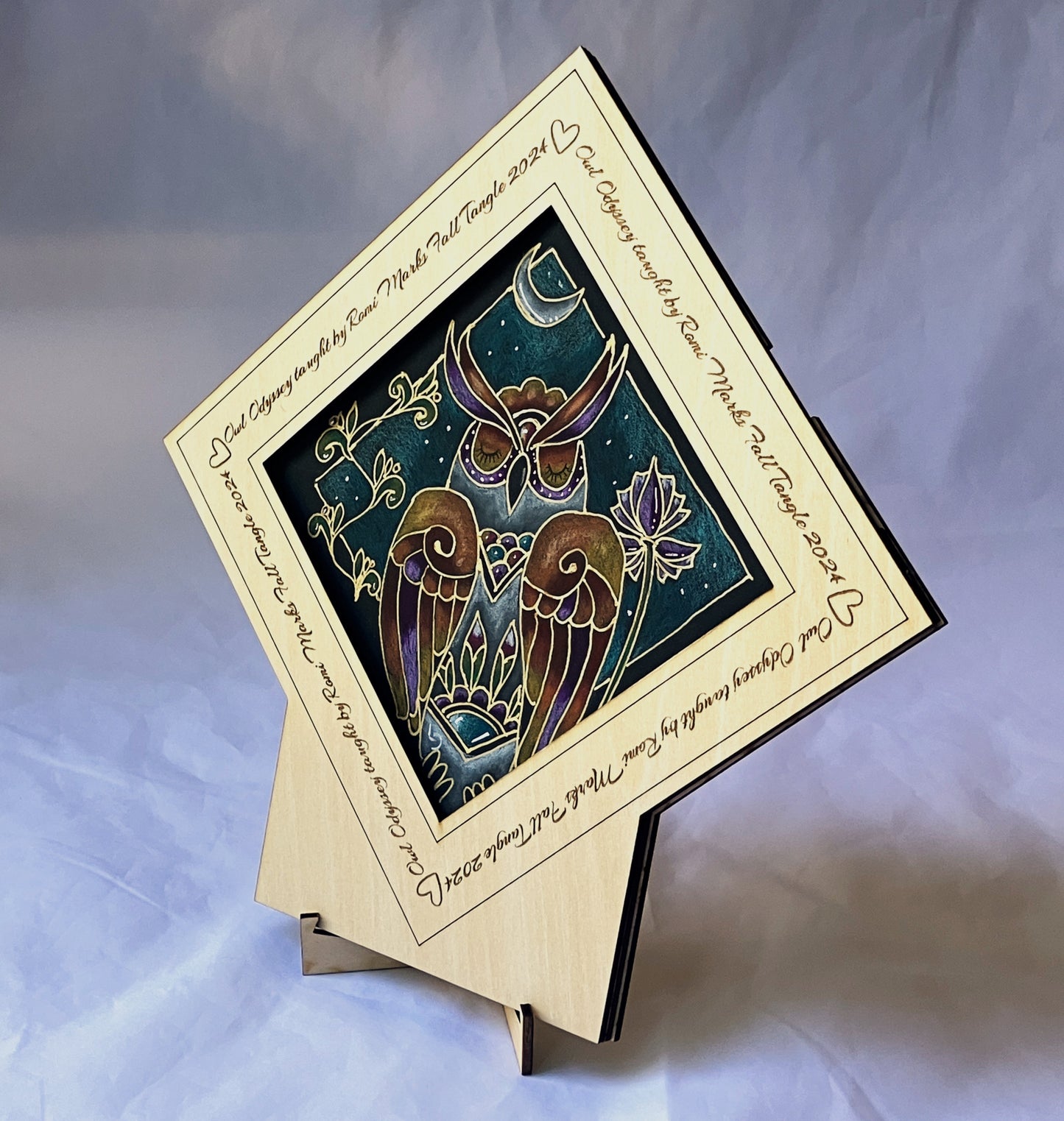 Handmade Zentangle® Apprentice Frame Diagonal – 1 Tile Display