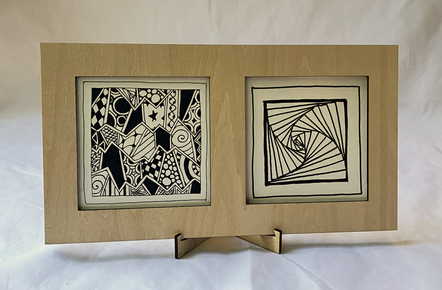 Handmade Zentangle® Square Frame – 2 Tile Display