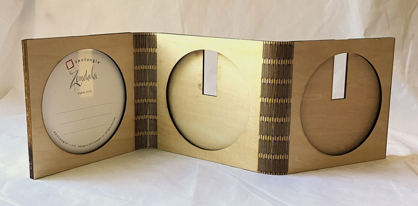 Handmade Zentangle® Zendala Living Hinge Frame – 3 Tile Display