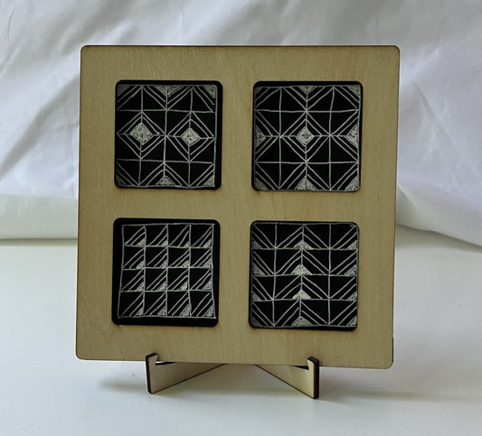 Handmade Zentangle® Bijou Frame – 4 Tile Square Display