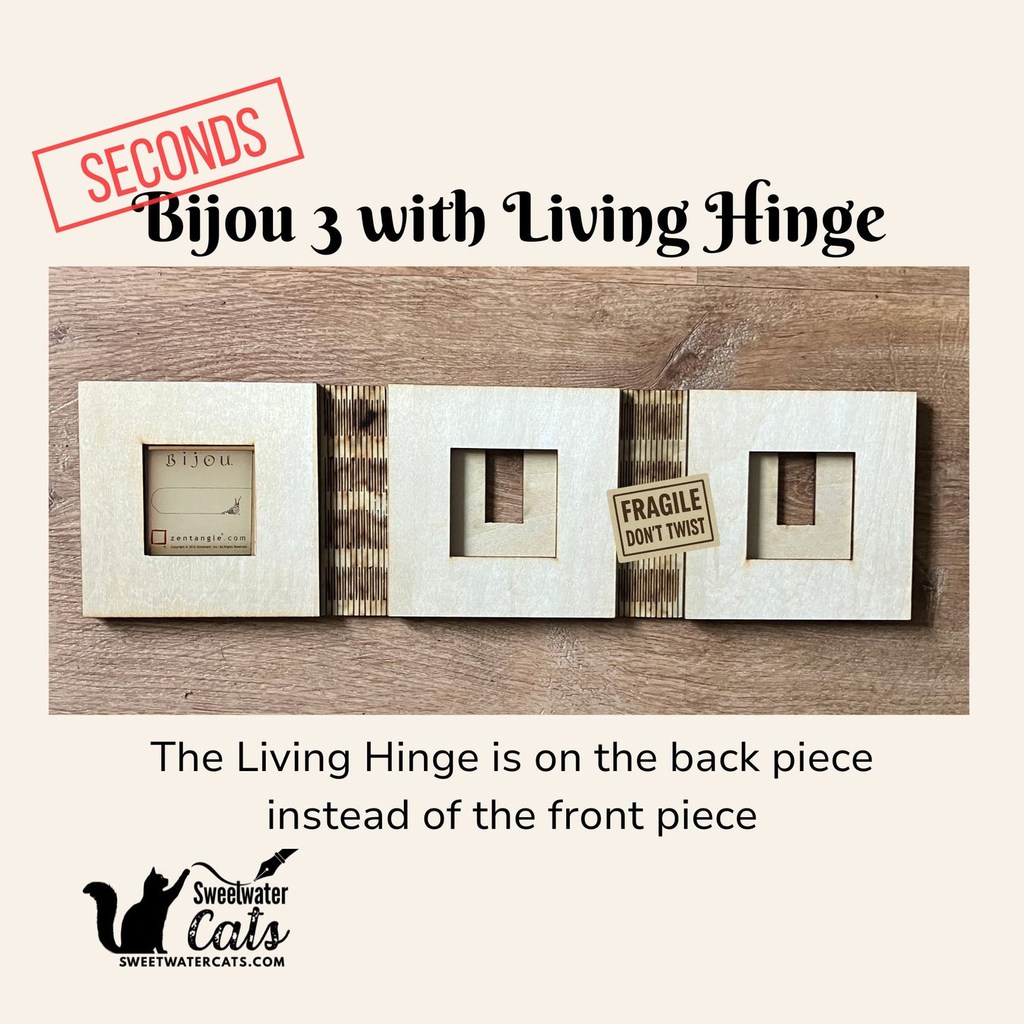 Seconds - Bijou Living Hinge 3 Tile Frame - 25% off Retail $16.50 - Only 1 available