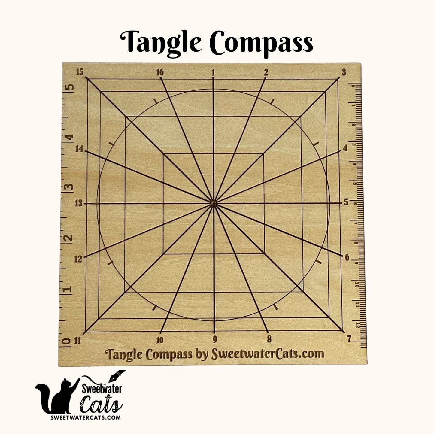 Tangle Compass – 6" Square Layout Tool – by Sweetwater Cats