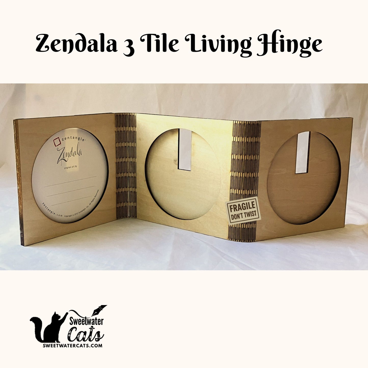 Handmade Zentangle® Zendala Living Hinge Frame – 3 Tile Display